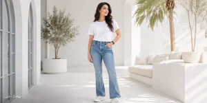 شلوار جین دمپا فاق بلند زنانه و دخترانه