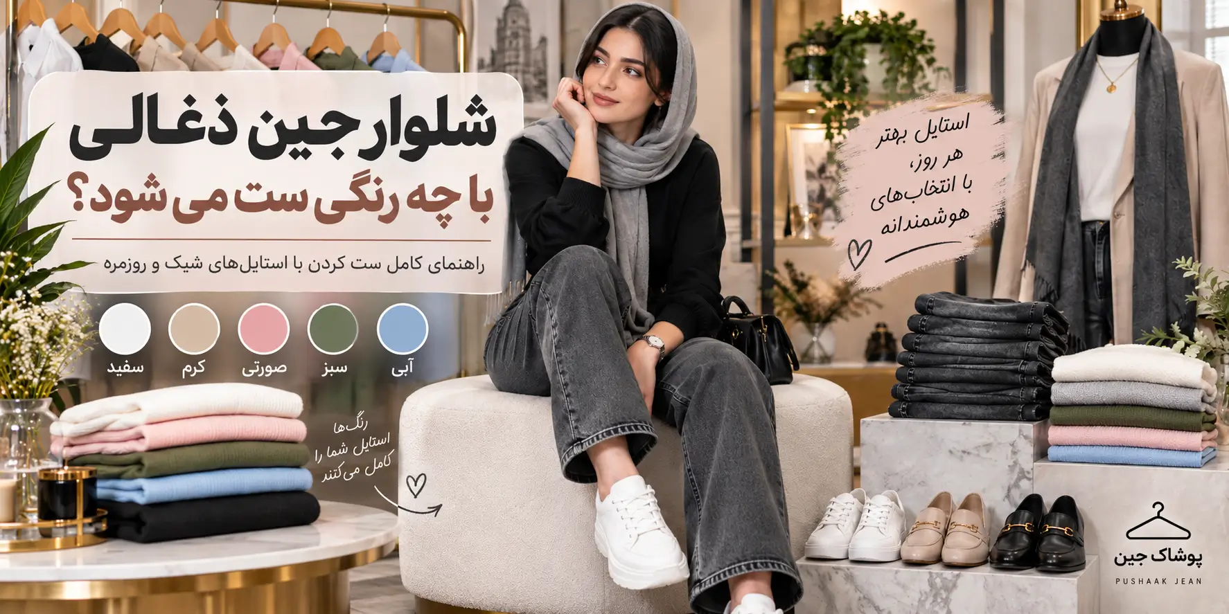 شلوار جین ذغالی با چه رنگی ست می‌شود؟