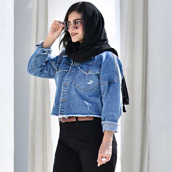 کت جین کراپ رنگ آبی دخترانه و زنانه