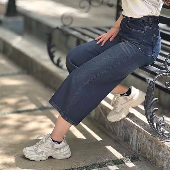 شلوار واید جین آبی تیره